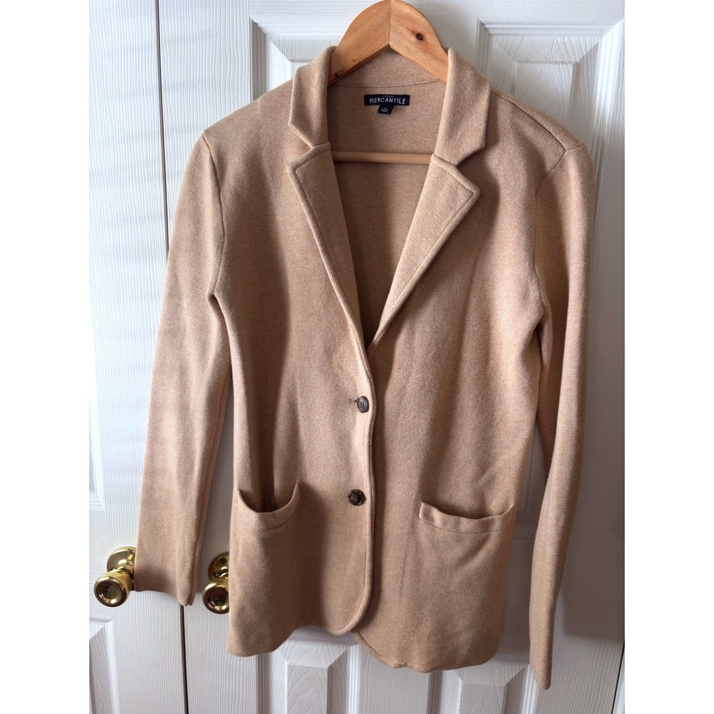 J. Crew Mercantile Tan Heather Knit Cotton Oversized Sweater Blazer S